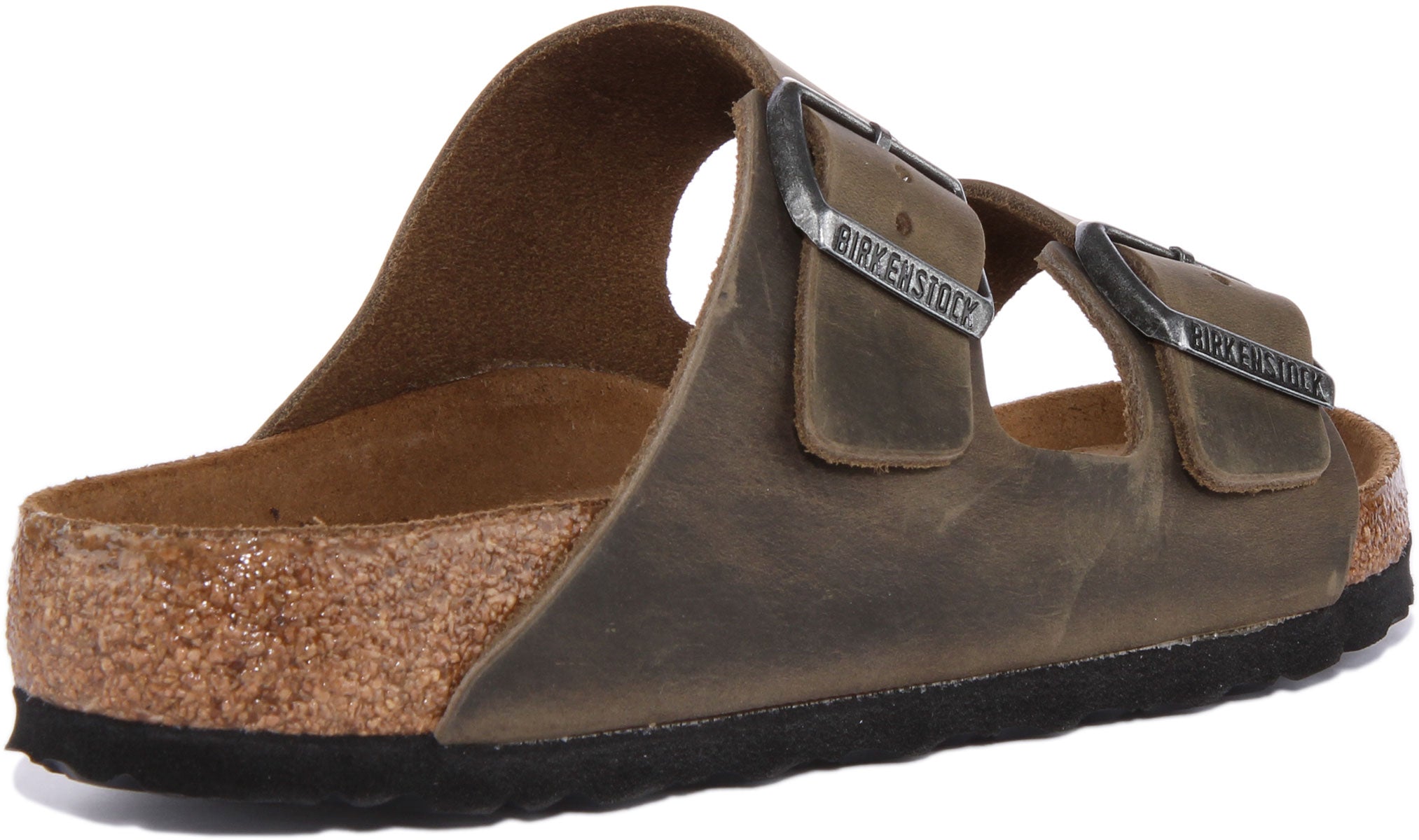 Birkenstock Arizona sandalen met twee banden van geolied nubuck leer in olijfgroen