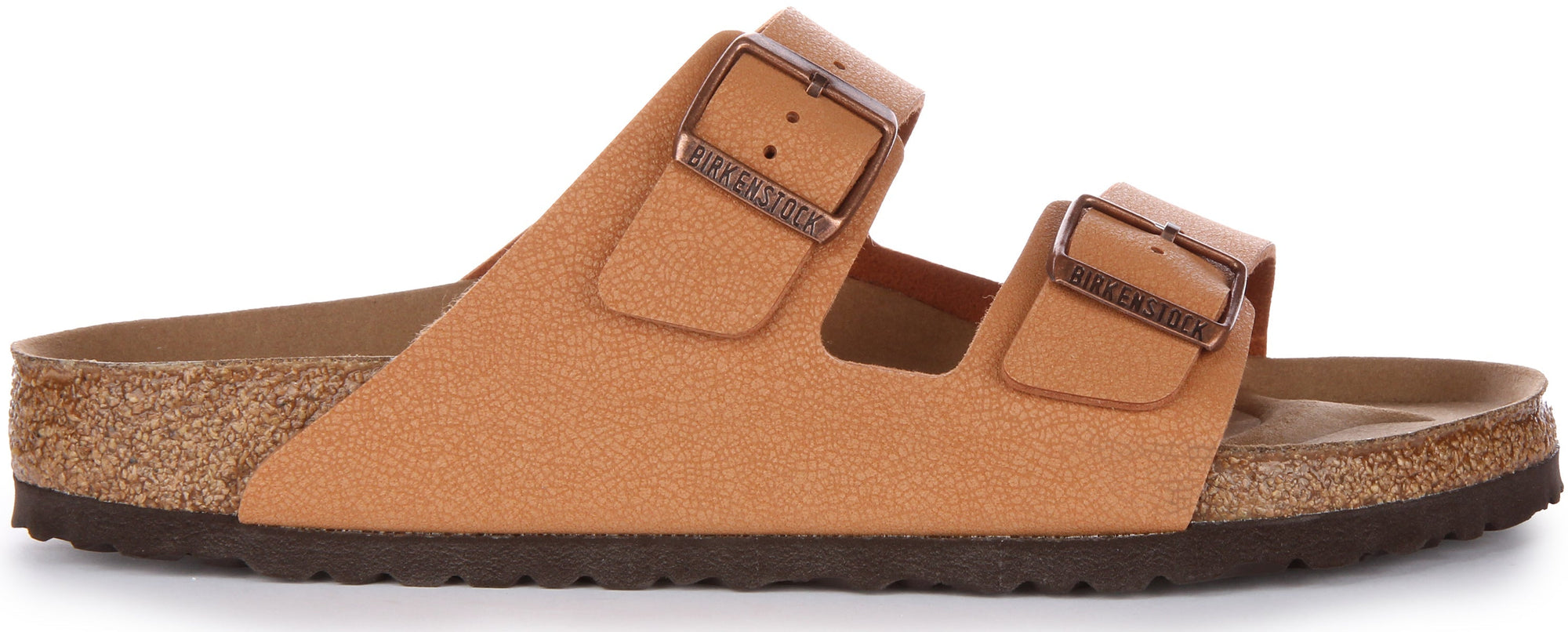Birkenstock Arizona BS vegan Birko Flor sandalen met twee banden in perzik