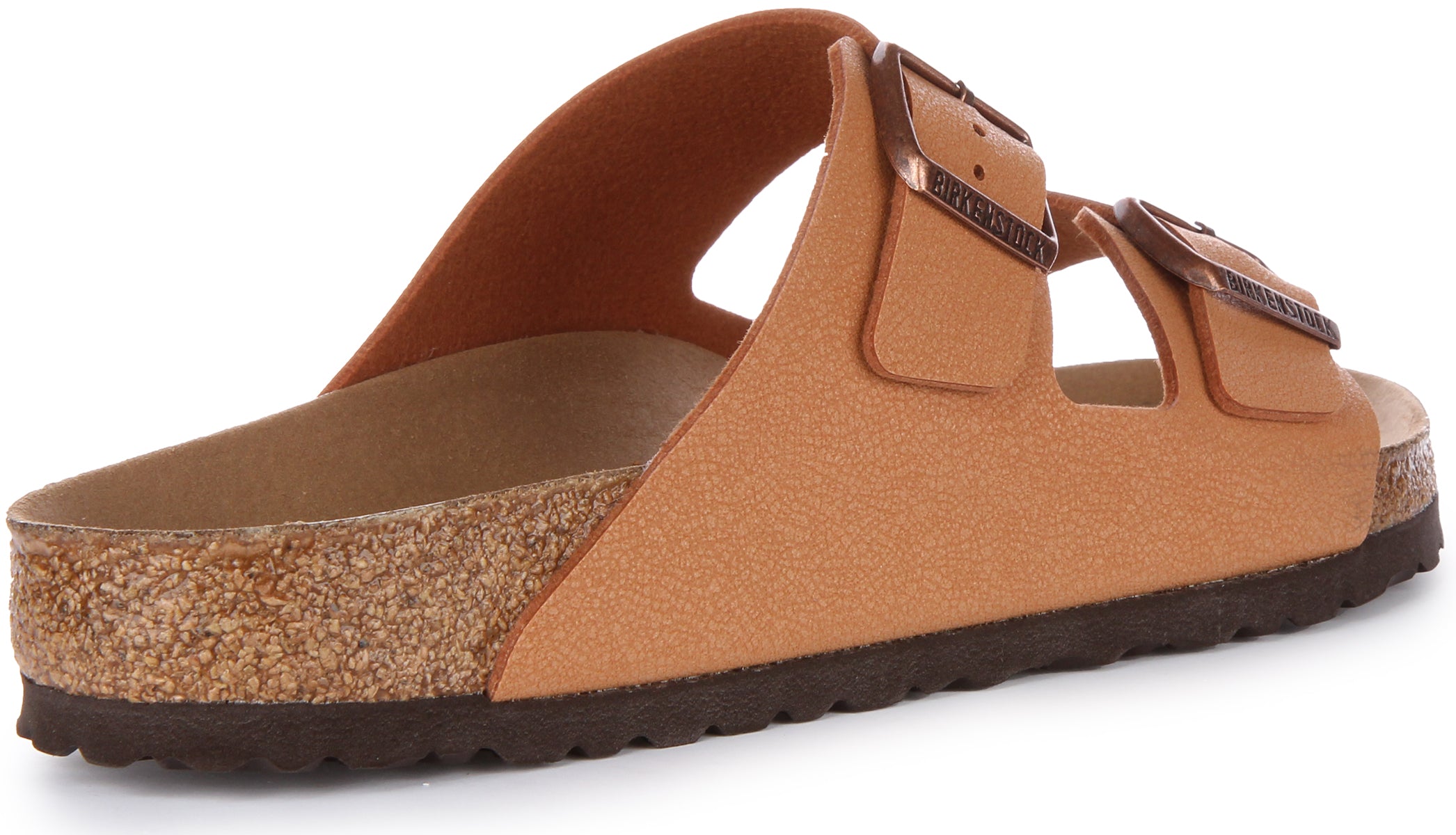 Birkenstock Arizona BS vegan Birko Flor sandalen met twee banden in perzik