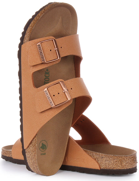 Birkenstock Arizona BS vegan Birko Flor sandalen met twee banden in perzik