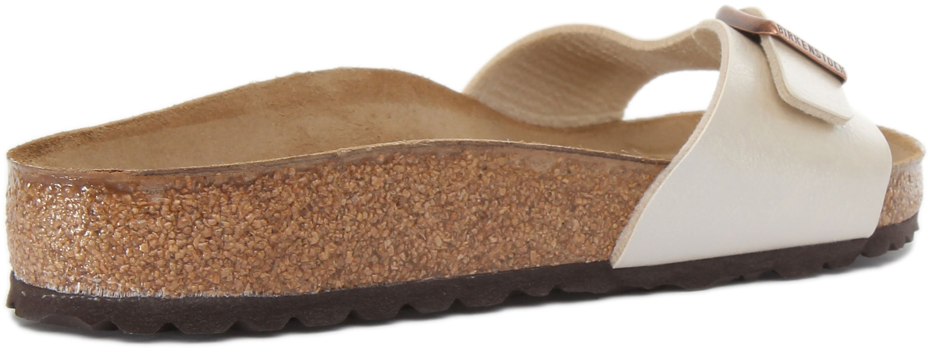 Birkenstock Madrid sandalen Birko Flor met enkele sierlijke parelriem voor dames in wit