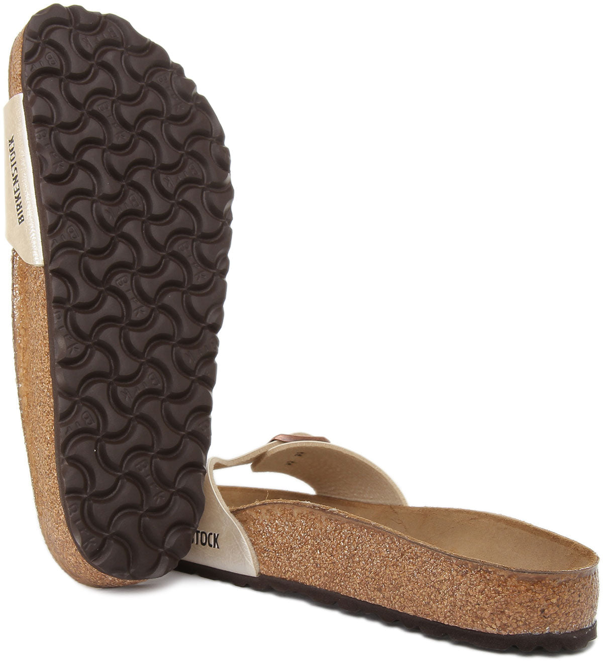 Birkenstock Madrid sandalen Birko Flor met enkele sierlijke parelriem voor dames in wit