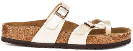 Birkenstock Mayari dames sandalen met metalen bandjes in parelwit
