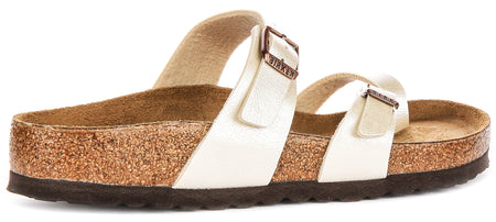 Birkenstock Mayari dames sandalen met metalen bandjes in parelwit