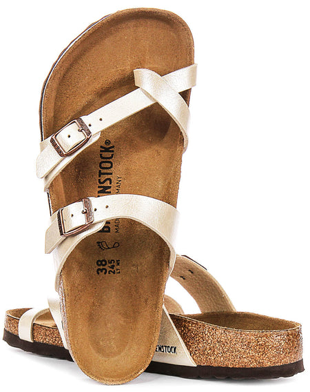 Birkenstock Mayari dames sandalen met metalen bandjes in parelwit