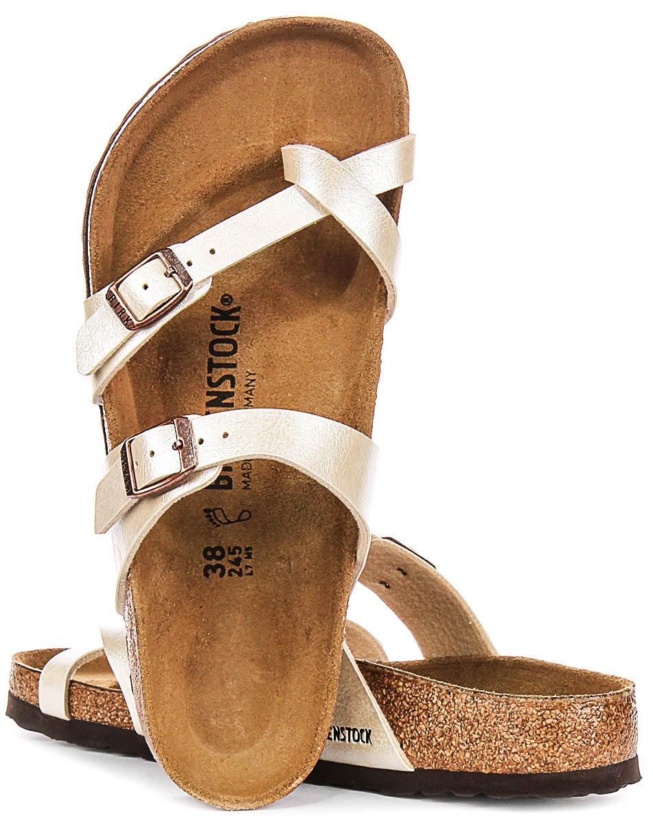 Birkenstock Mayari dames sandalen met metalen bandjes in parelwit