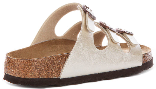Birkenstock Florida Bs In Pearl White | Narrow Fit