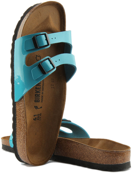 Sandales Birkenstock Ibiza Birko Flor à double lanière pour femmes en bleu marine