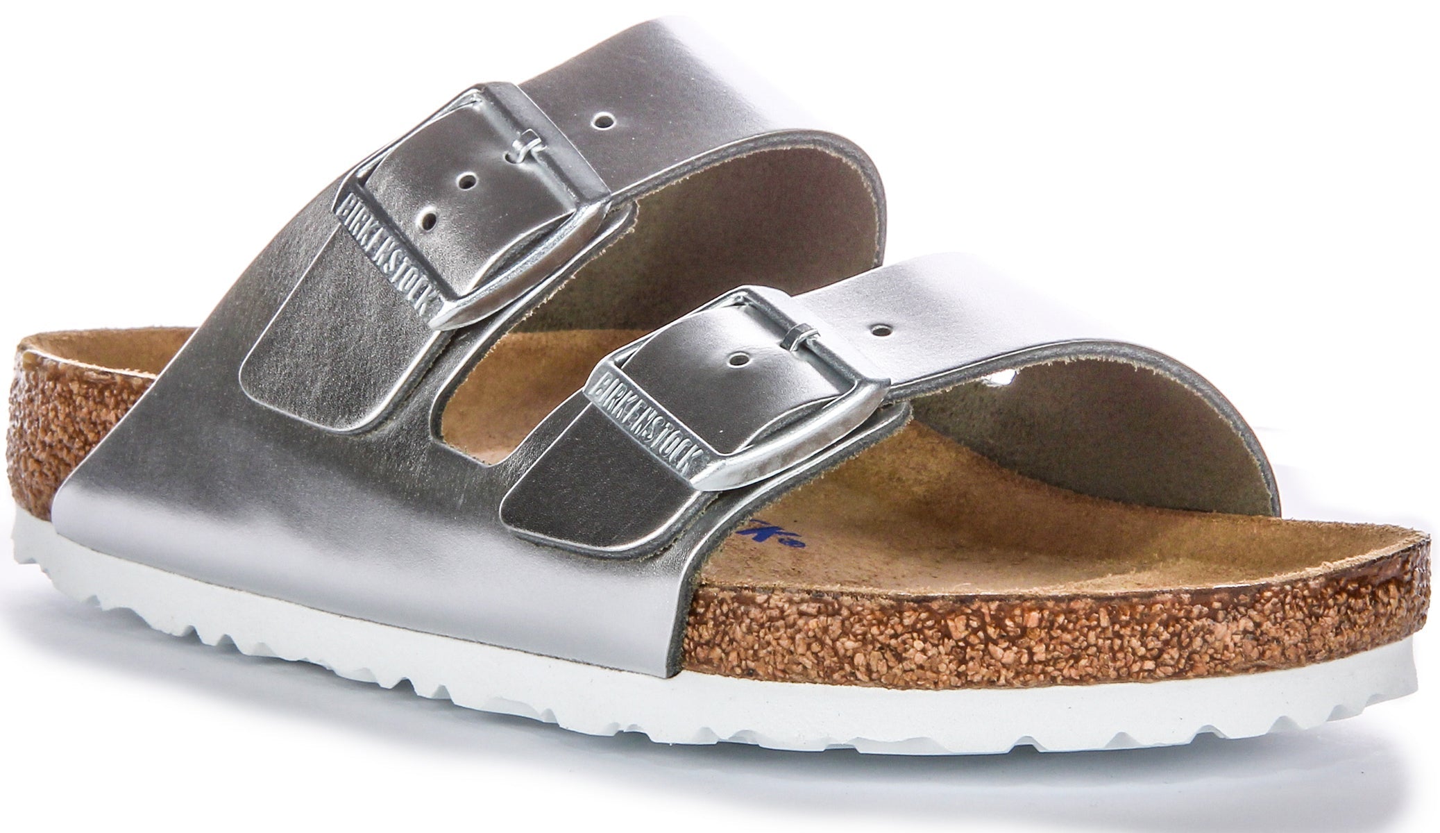 Birkenstock Two Adj Strap Arizona BS sandalen van leer in zilverkleur  