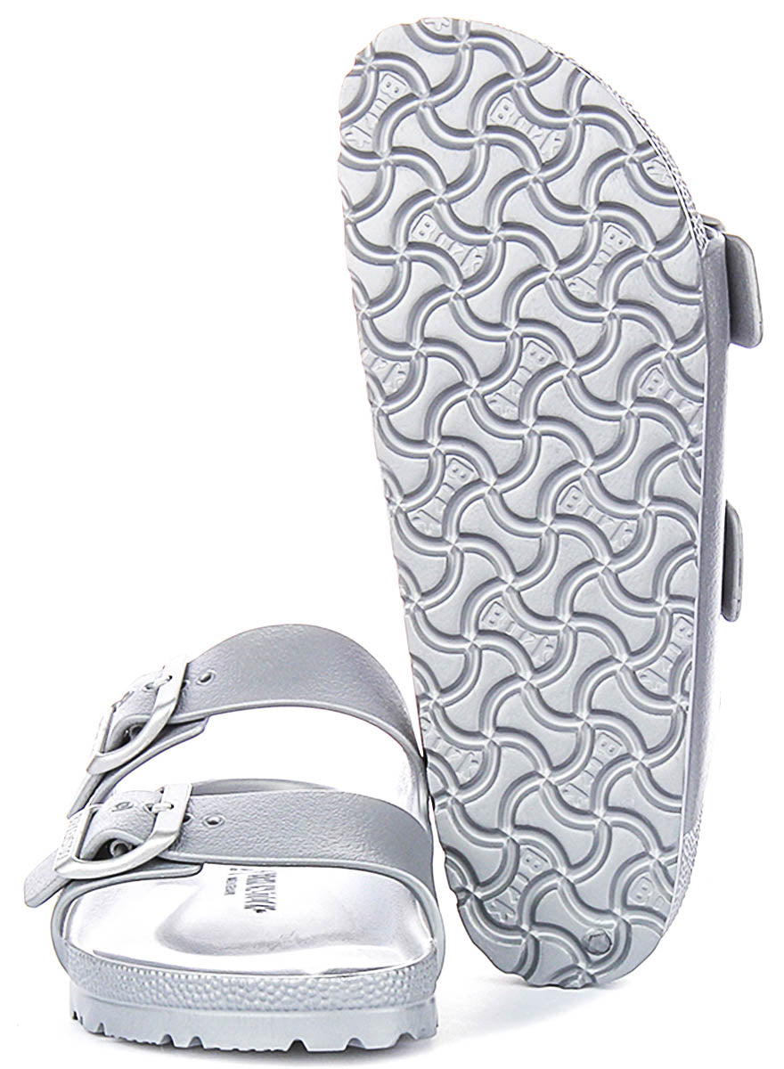 Birkenstock Arizona Eva in Zilver | Smalle Pasvorm