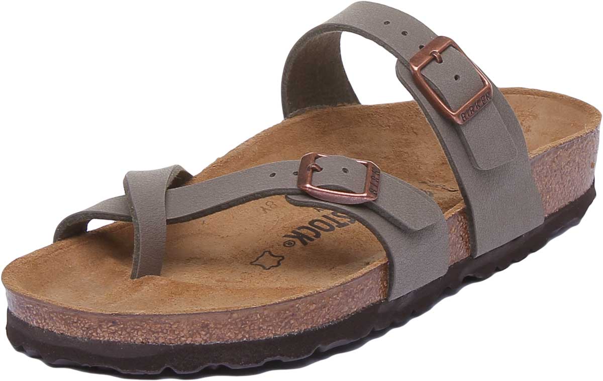 Birkenstock Mayari Sandale électrique à lanières métalliques pour femmes dans pierre