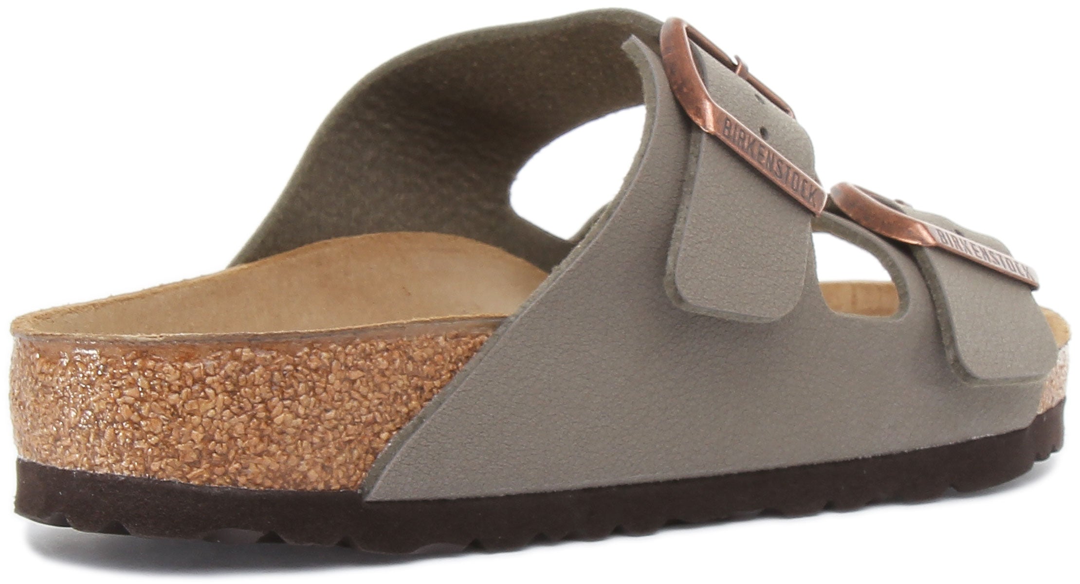 Birkenstock Arizona Birko Flor sandalen met dubbele band in steen