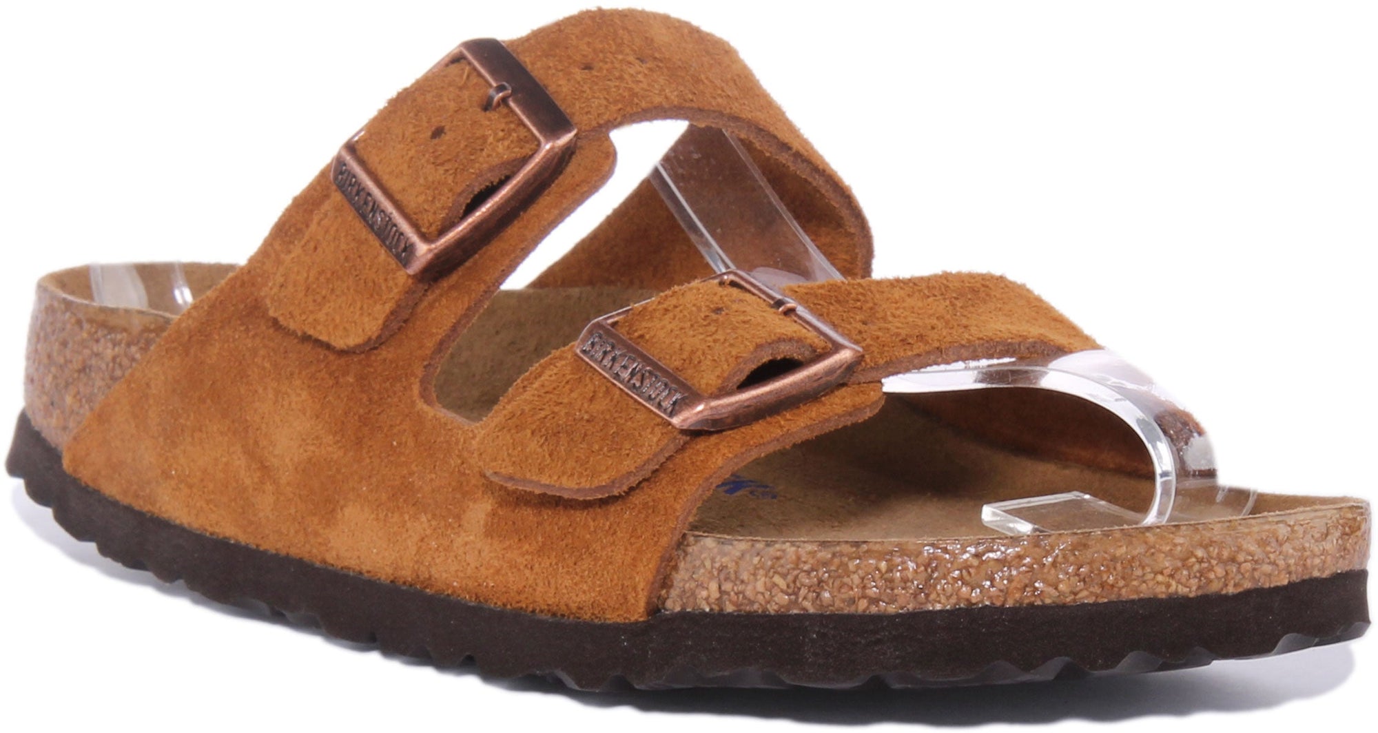 Birkenstock Arizona SBF dames sandalen van suède leer met 2 banden in tan