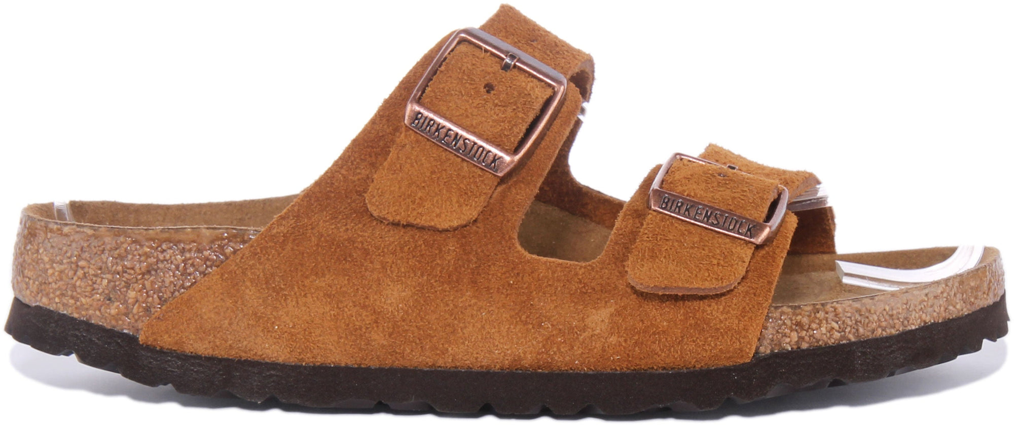 Birkenstock Arizona SBF dames sandalen van suède leer met 2 banden in tan