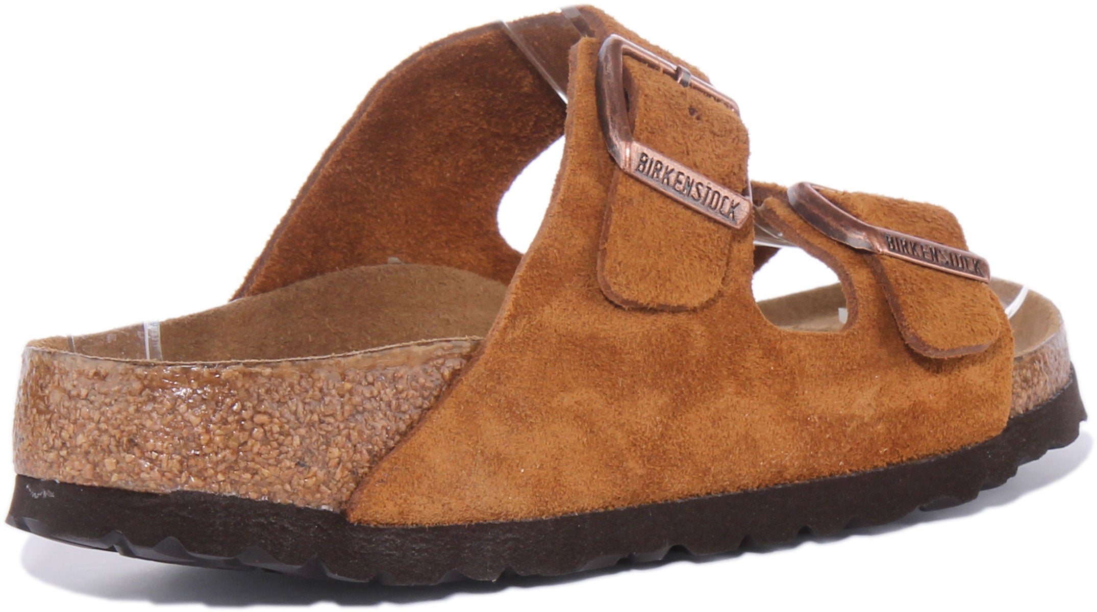 Birkenstock Arizona SBF dames sandalen van suède leer met 2 banden in tan