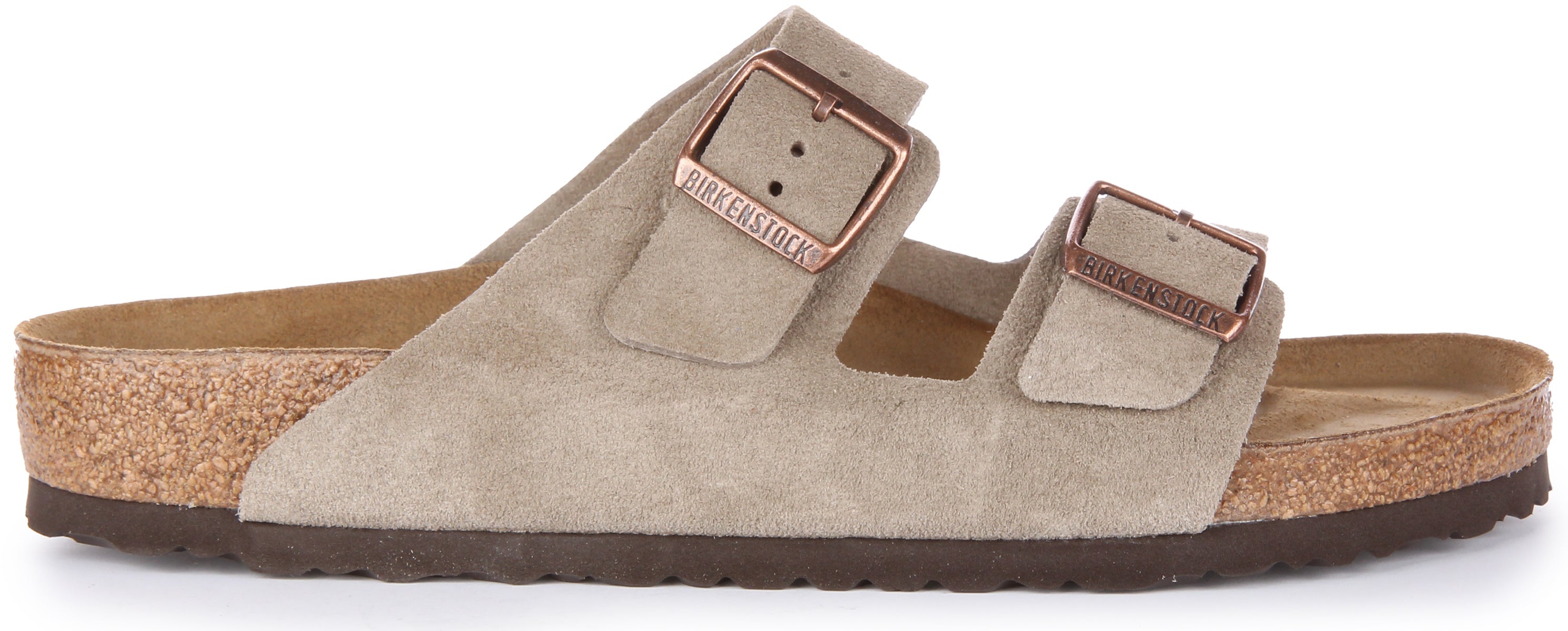 Birkenstock Arizona sandalen van suède leer in taupe