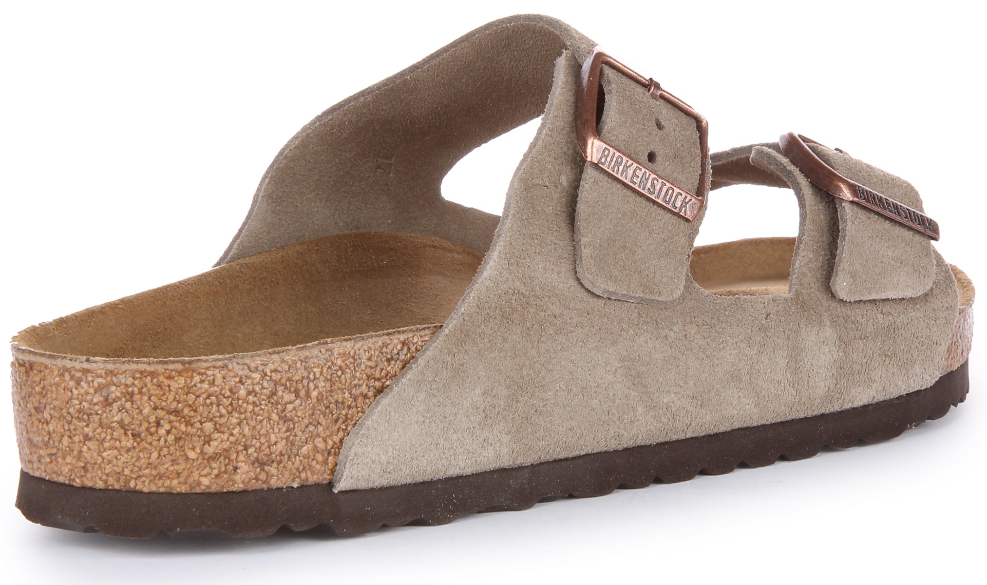 Birkenstock Arizona sandalen van suède leer in taupe