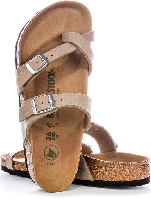 Birkenstock Mayari Sandales Véganes à Boucle d'Orteil en Taupe