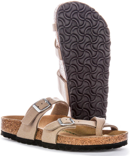 Birkenstock Mayari Sandales Véganes à Boucle d'Orteil en Taupe