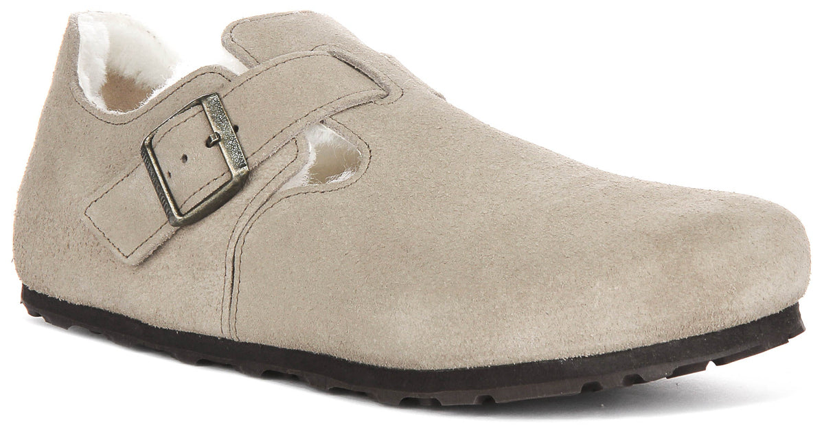 Birkenstock London in Pelle di Pecora Taupe | Taglio Regolare