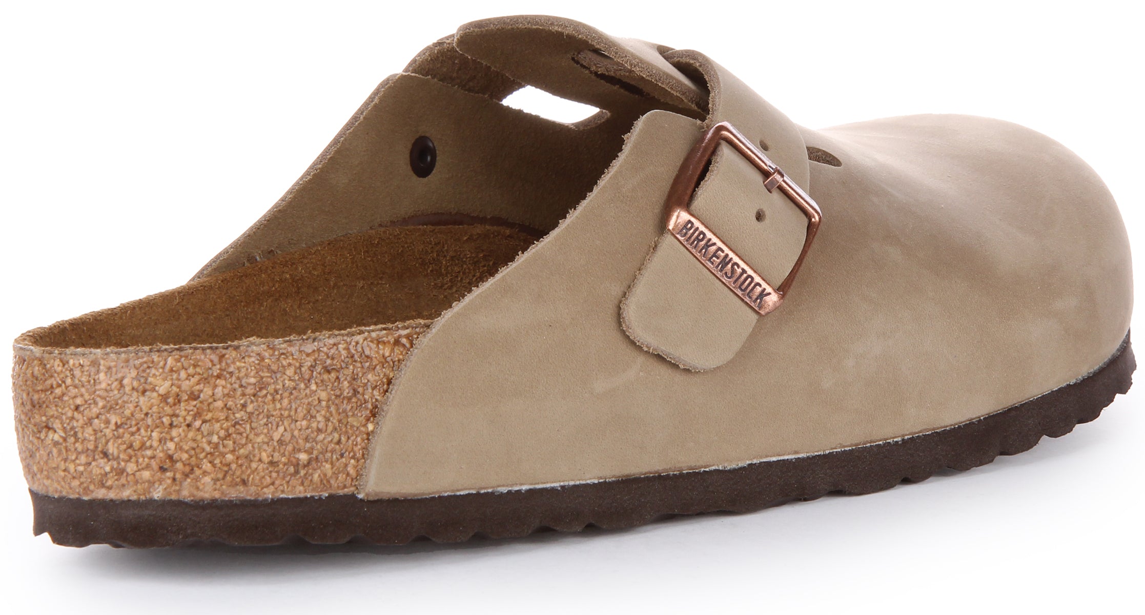 Birkenstock Boston BS sandalen van geolied leer in tabak