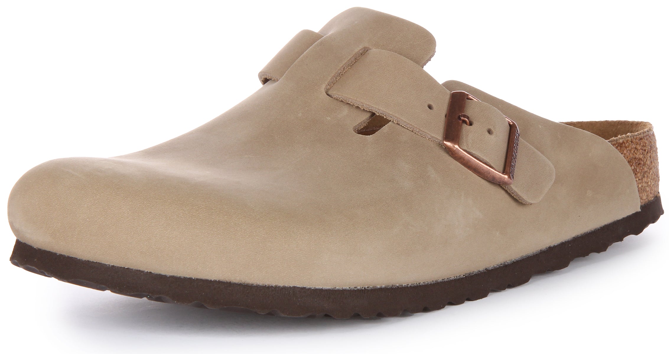 Birkenstock Boston BS sandalen van geolied leer in tabak