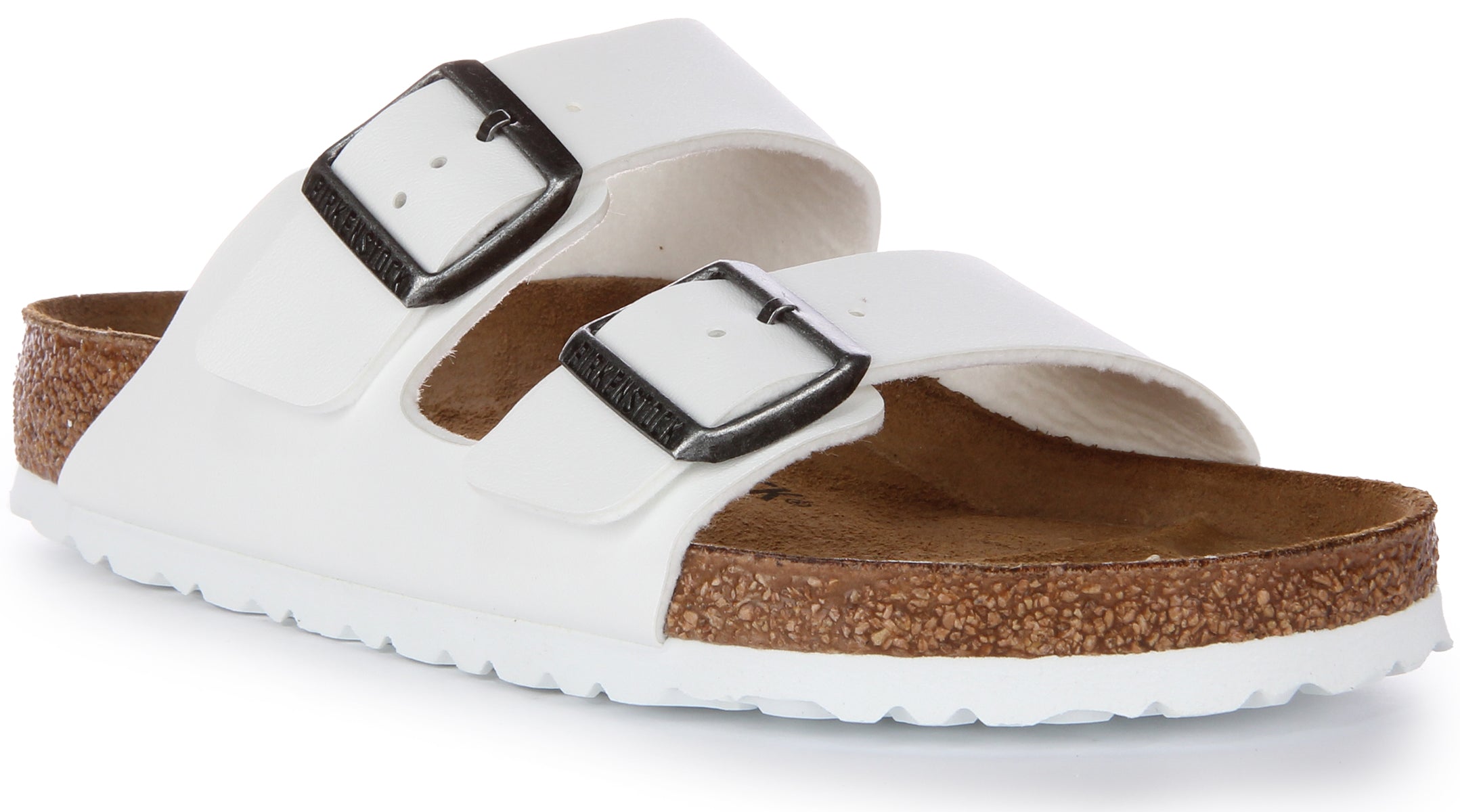 Birkenstock Arizona Birko Flor sandalen met dubbele riem in wit  