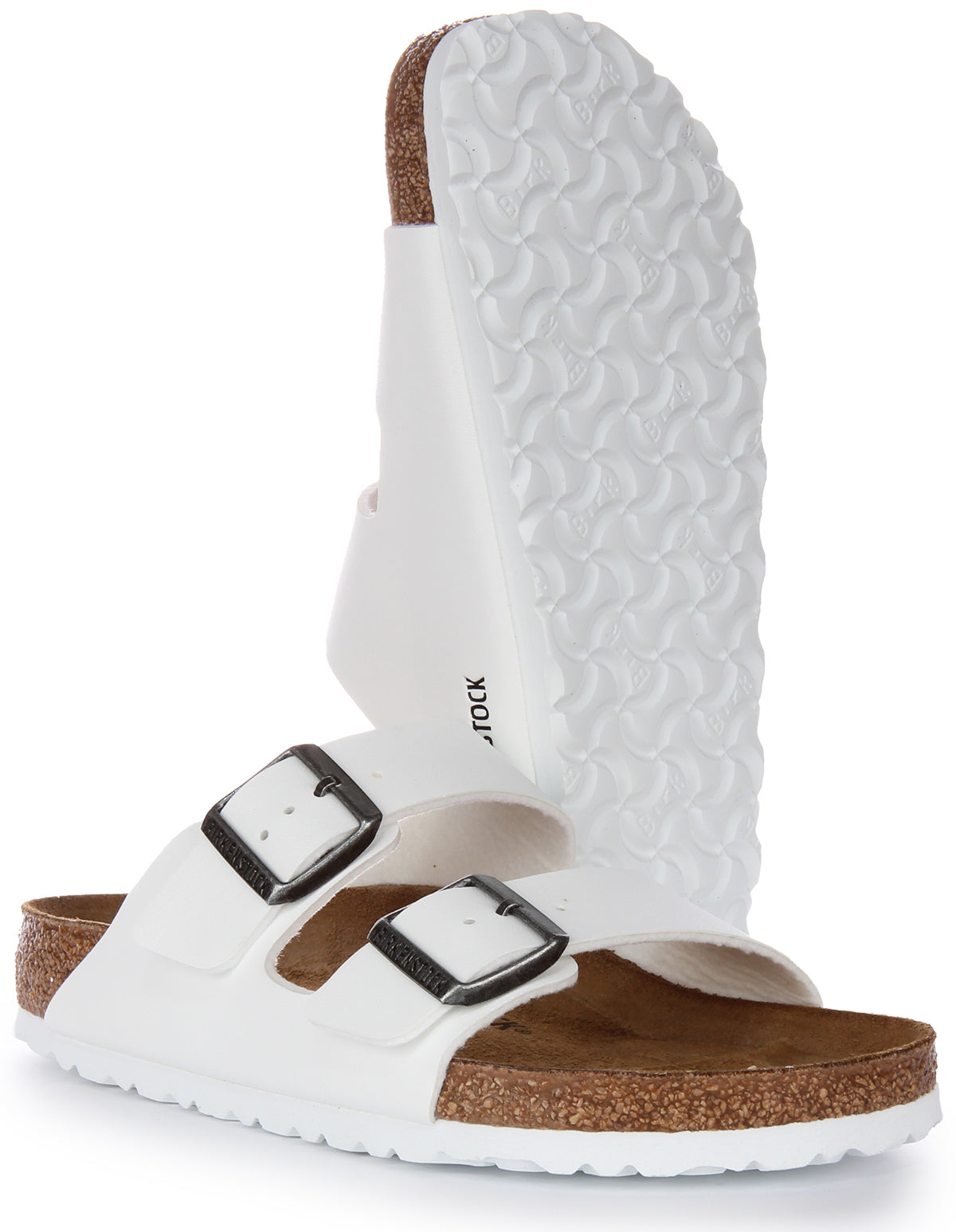 Birkenstock Arizona Birko Flor sandalen met dubbele riem in wit  