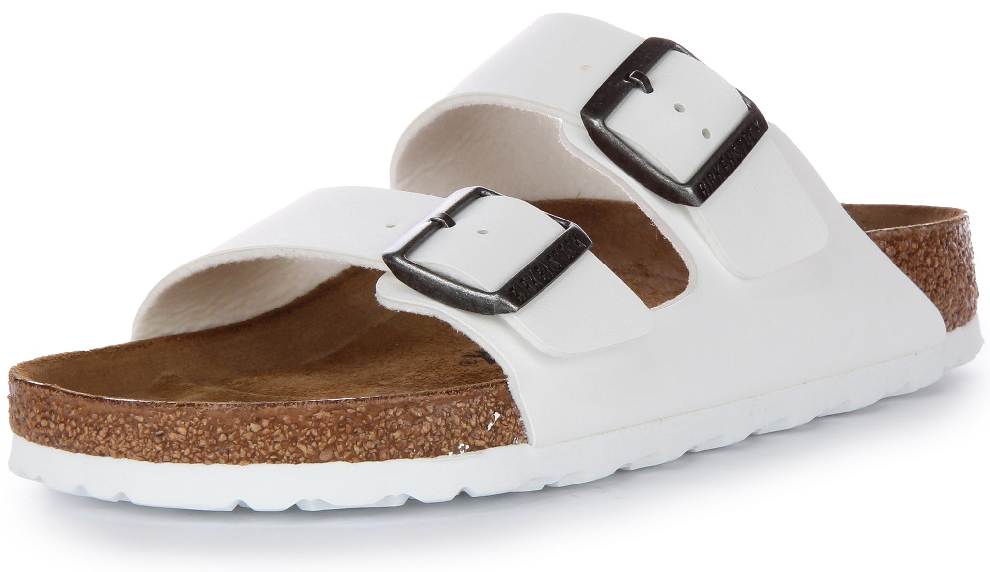 Birkenstock Arizona Birko Flor sandalen met dubbele riem in wit  