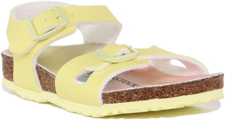 Sandales Birkenstock Rio à lanières en pierre métallique pour enfants en rose