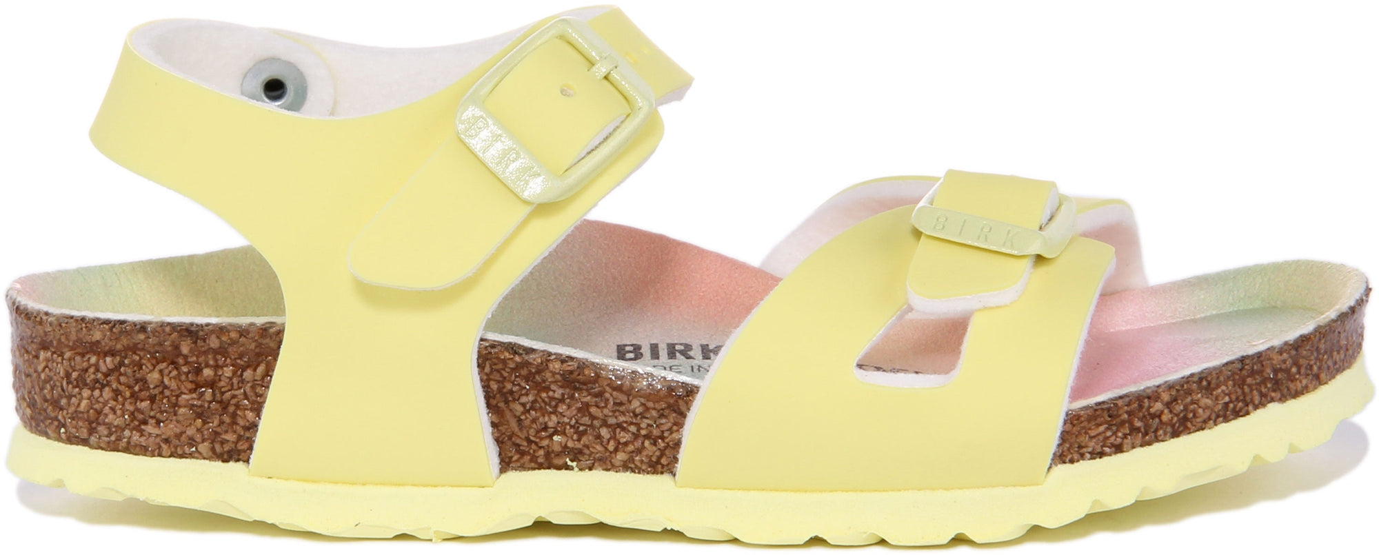 Sandales Birkenstock Rio à lanières en pierre métallique pour enfants en rose