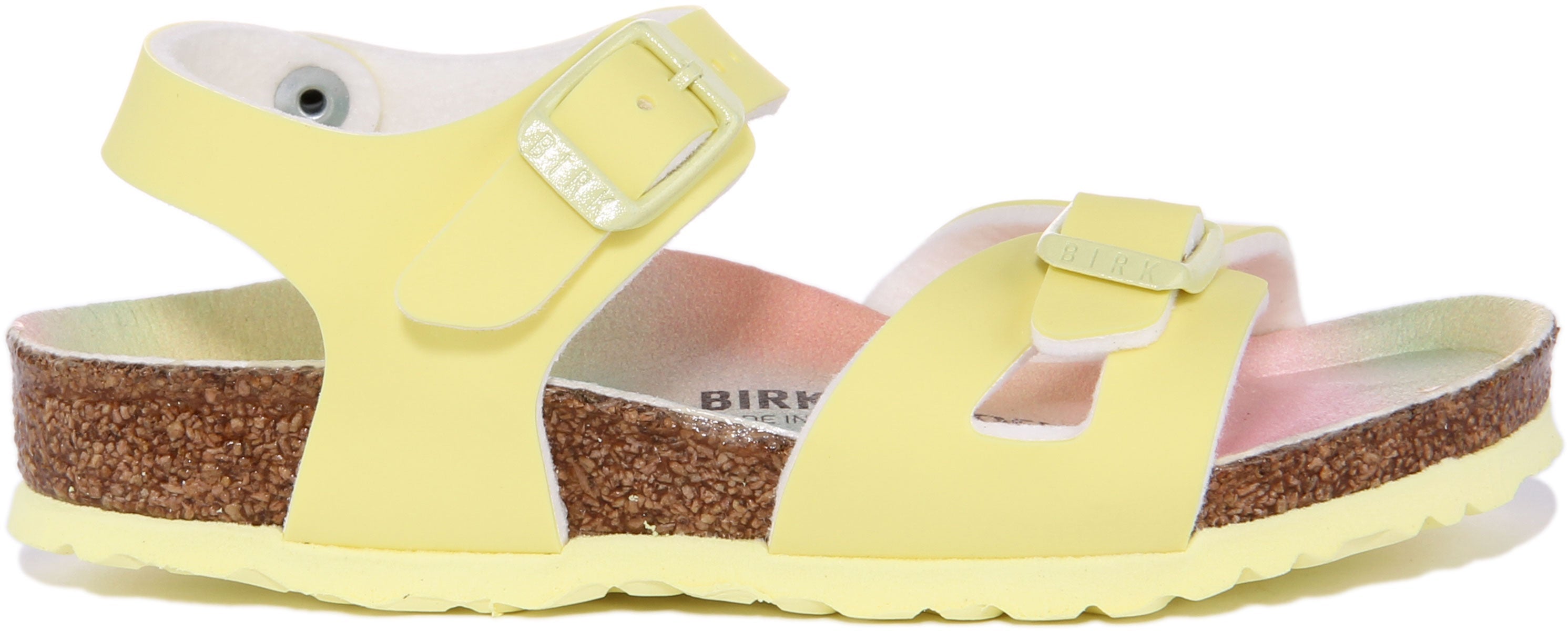 Sandales Birkenstock Rio à lanières en pierre métallique pour enfants en rose