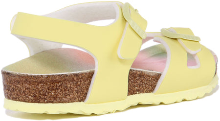 Sandales Birkenstock Rio à lanières en pierre métallique pour enfants en rose