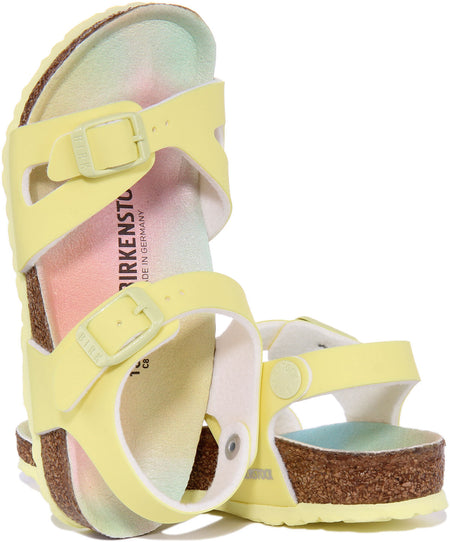 Sandales Birkenstock Rio à lanières en pierre métallique pour enfants en rose