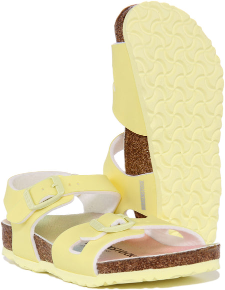 Sandales Birkenstock Rio à lanières en pierre métallique pour enfants en rose
